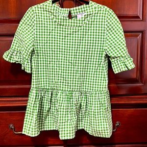 Short sleeve Laroque top. Green and white gingham,very cute with white jeans!